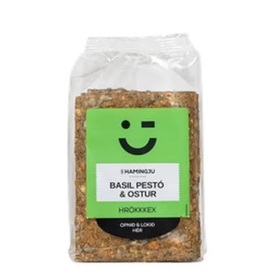 Til hamingju hrökkkex basil pesto ostur