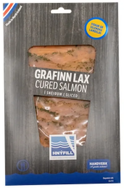 Hnýfill grafinn lax í sneiðum