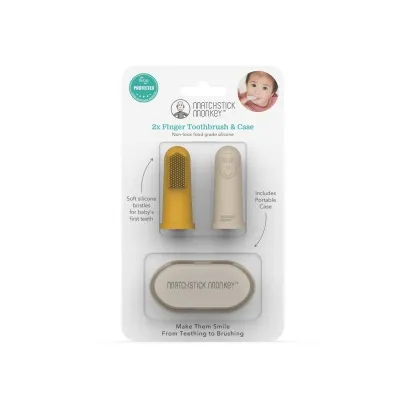 MATCHSTICK MONKEY - Fingratannburstar gulur og beige 2 stk.