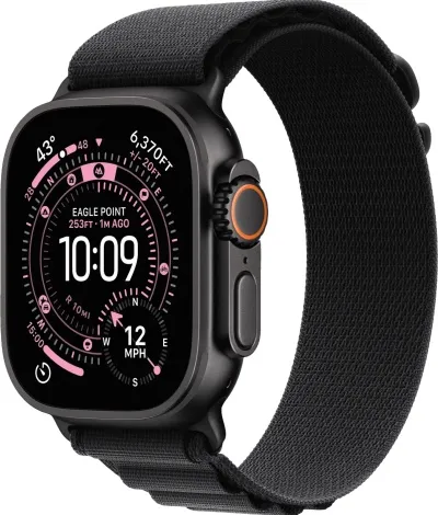 Apple Watch Ultra 3 49mm - Svart títaníum/Black Alpine ól M
