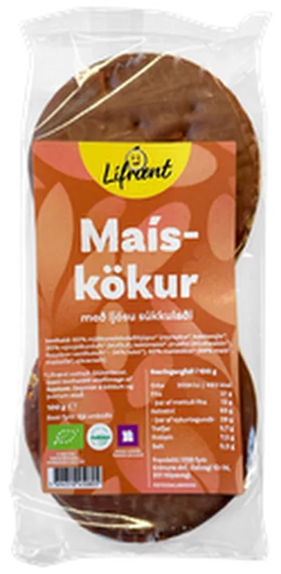 Krónan lífrænt maískökur ljóst súkkulaði