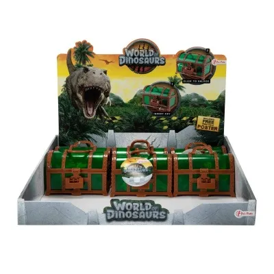 WORLD OF DINOSAURS - Risaeðlur - fjársjóðskista með 8 hlutum.