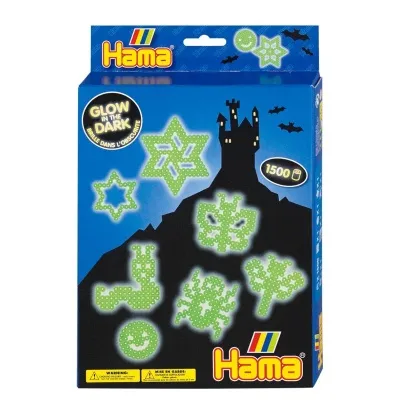 HAMA - Perlur 1500 stk pakki glow in the dark