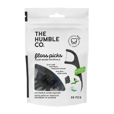 THE HUMBLE CO. - Floss Picks Plant Based Charcoal 50pcs