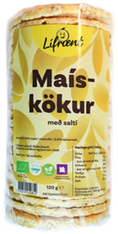 Krónan lífrænt maískökur salt