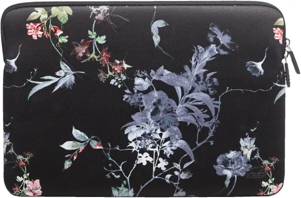 KEEP 14" fartölvuhlíf - Svört m. blómum