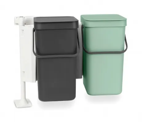 BRABANTIA SORT &amp; GO RUSLAFATA INNBYGGÐ 2X12L JADE GRÆN/GRÁ