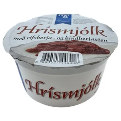 MS hrísmjólk með rifsberja- og hindberjasósu