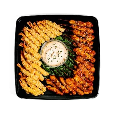 VEISLURÉTTIR - Satay kjúklingaspjót og Tempura risarækjur, 60 spjót