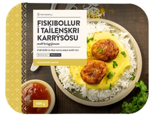 Matseðill fiskibollur í karrýsósu