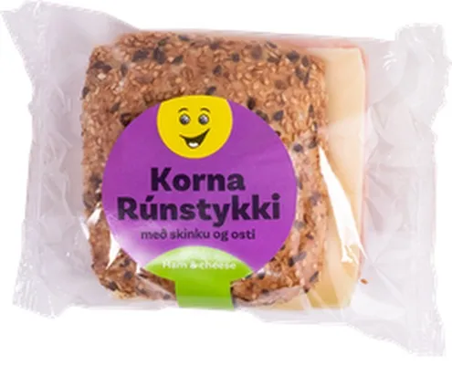Krónu kornarúnstykki með skinku og osti
