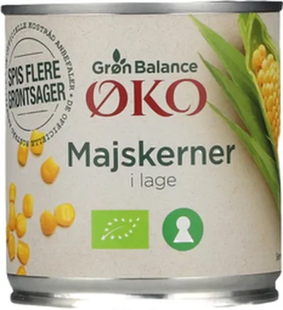 Grön Balance maískorn í dós