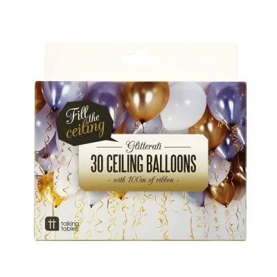 TALKING TABLES - Luxe Celebration - Blöðrur silfur, gull og hvítar .