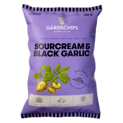 Gardschips snakk sour cream & black garlic