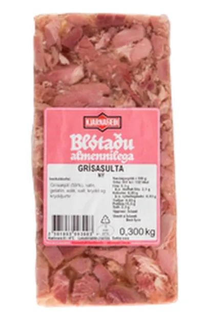 Kjarnafæði grísasulta pökkuð