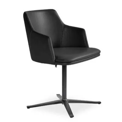 Skovby - stóll #55 - sérpöntun - Leður og svartir fætur