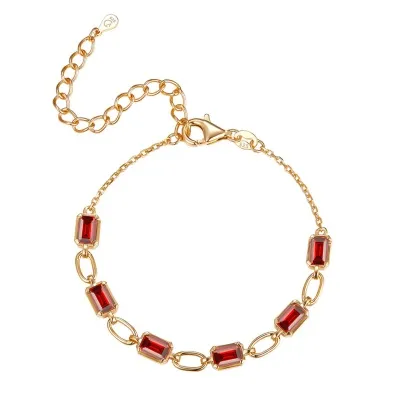 Vera Design - CRYSTAL - armband gyllt m/rauðum