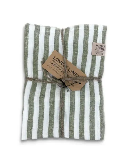 Lovely Linen Löber 47x150 röndótt jeep green
