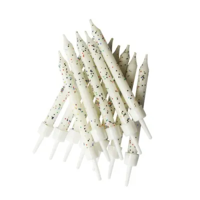 Afmæliskerti - Glimmer hvít (12stk)