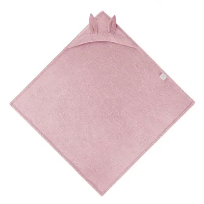 Ungbarnahandklæði úr bambus með hettu - BUNNY Blush Pink