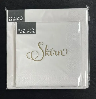 Hvítar “Skírn” kaffiservíettur með gylltri merkingu 20stk