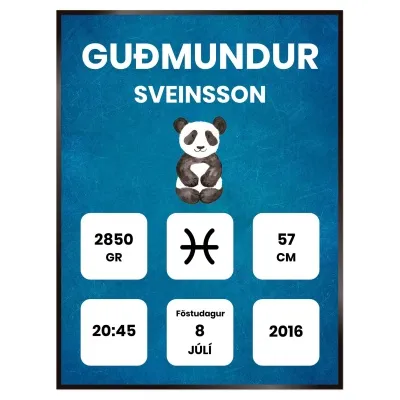 Fæðingarplakat - 21x30 cm