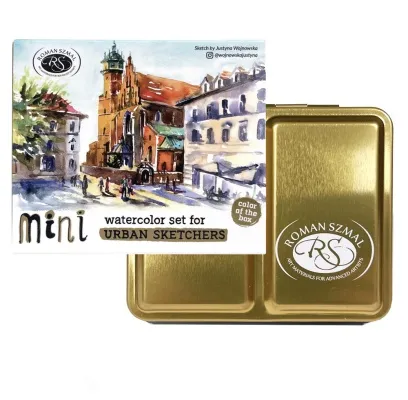 Roman Szmal : Aquarius : Watercolour Paint : Full Pan : Mini Palette Set of 8 : Gold