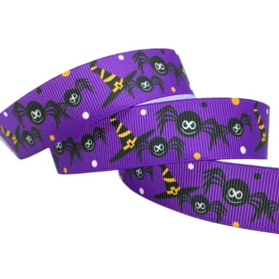 Hrekkjavöku borðar - Fjólublár með köngulóm