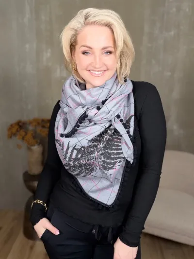 Klútur Burkni ljósgrár/bleikur