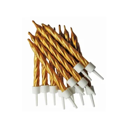 Afmæliskerti- Gyllt snúin (12stk)