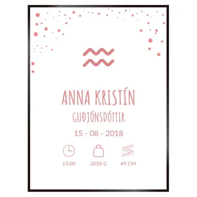Fæðingarplakat - 21x30 cm