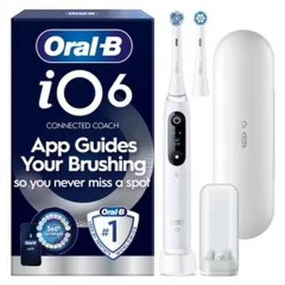 Oral B - iO6 Electric Toothbrush - White - 2 Brush Heads, Premium Travel Case
