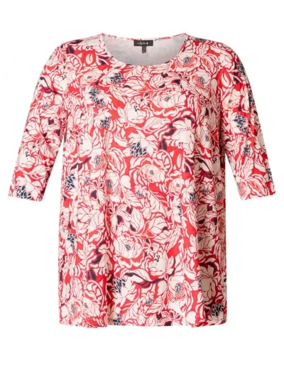 Colletta - Tess Essential mynstruð kvarterma tunika rauð - 5=58/60 / Rauður