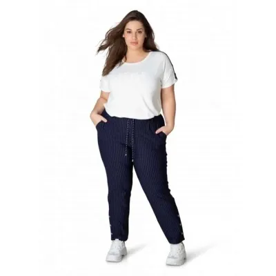 YestA - Vinnie röndöttar buxur - 5=58/60 / Blár