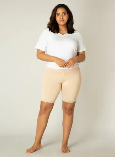 YestA - Base Level Curvy - Ava (Ximena) hjólabuxur með blúndu - 1=48 / Beige