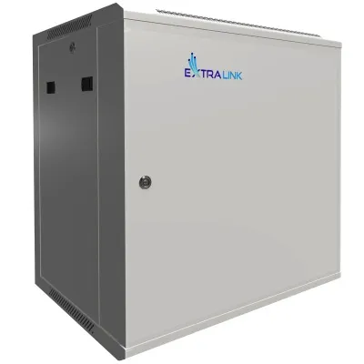 19″ skápur 12U 600×450 með stálhurð, grár – EXASPC-6412G