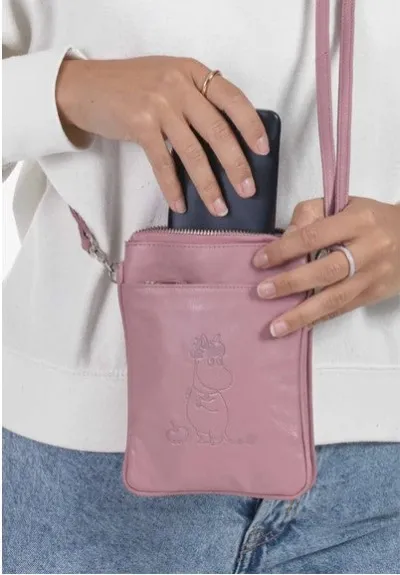 Lasessor - Moomin leður símaveski - Ljósbleikur