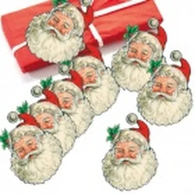 Jólamerkimiðar andlit jólasveins 8 stk