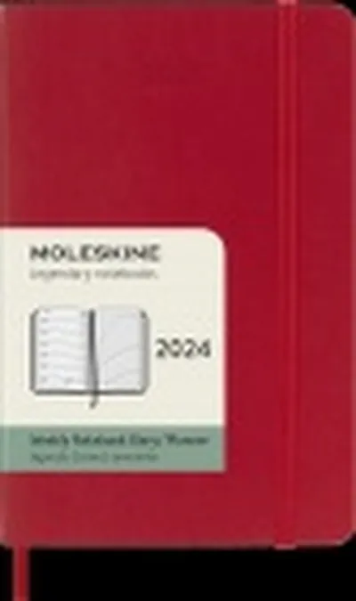 Dagbók 2024 vika á opnu vasa mjúk rauð