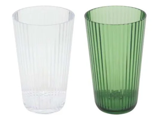 Glas plast rifflað 300ml h:10cm 2 mismunandi 1stk