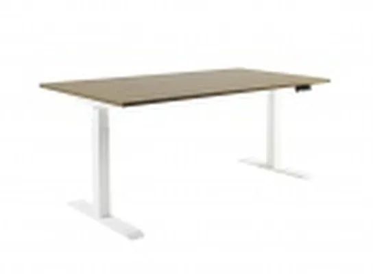 Stand-Up - Rafhækkanlegt skrifborð - 140x80 eikarplast - hvít grind