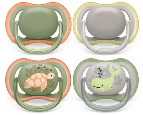 Philips-AVENT Snuð 6-18 Mán 4stk UltraAir Skjaldbaka og hvalur