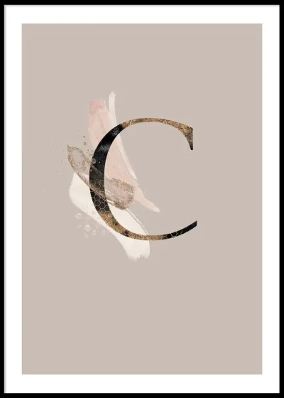 Paper Town veggspjald · Beige Bókstafur · A4 - C