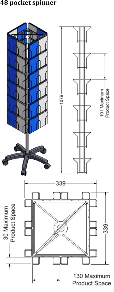 Gjafakortastandur – 48 Hólfa 108x34cm.
