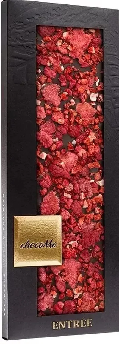 Chocome 110g - dökkt súkkulaði, jarðaber og rósablöð