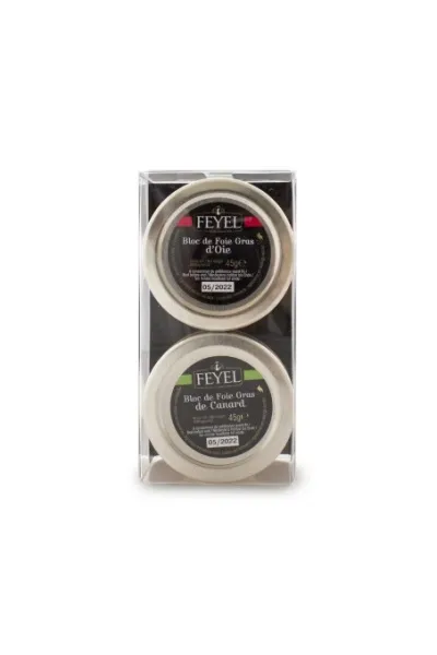 Block of duck and goose foie gras jar 2x45g
