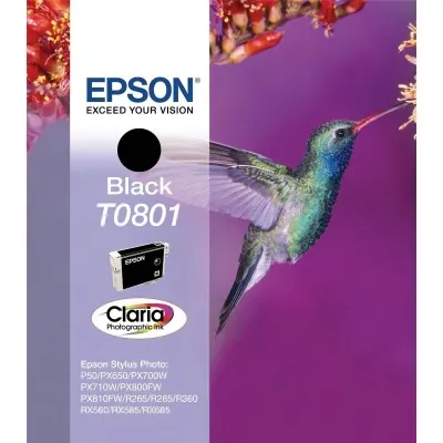 Epson Hummingbird T0801 (Prentar: 300 síður) svart blekhylki
