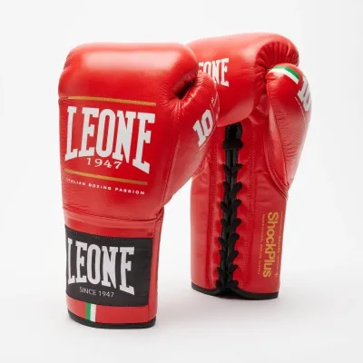 Leone Shock Plus Pro boxhanskar - Rauðir - 16oz