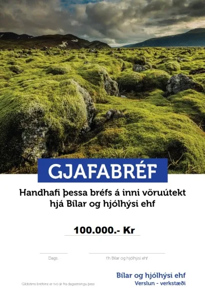 Gjafabréf – Kr 100.000.-