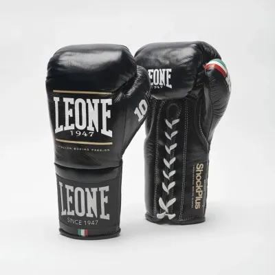 Leone Shock Plus Pro Boxhanskar - Svartir - 10oz